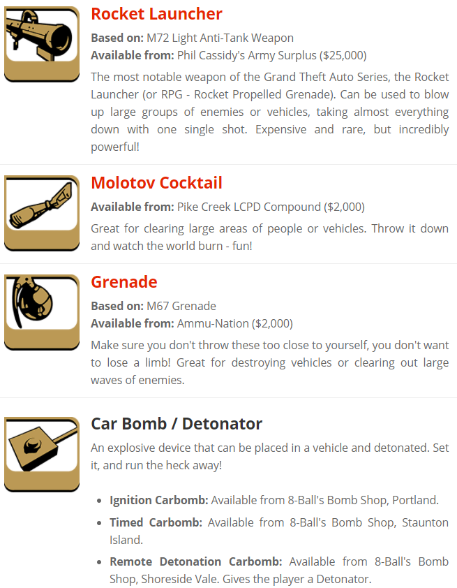 Gta3 Weapons Guide All Weapons List And Stats Gta频道 5487